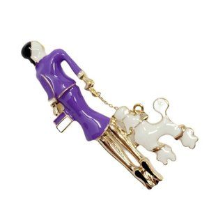 Purple Gold Chic Girl Dog Purse Trendy Pin Brooch